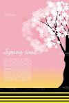 Spring Themed Design in Pastel Tones with Abstract Tree